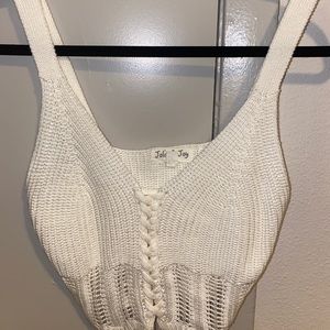 White knit crop top